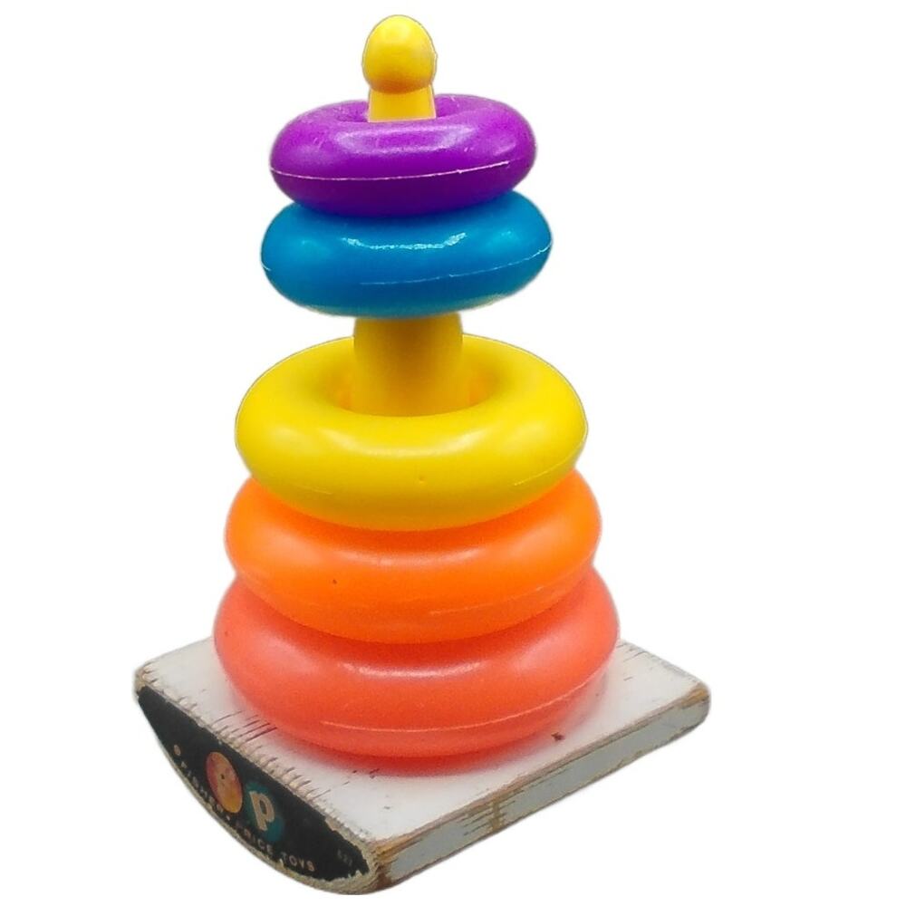 Fisher Price #627 Rock-A-Stack Wooden Base 1960-1966 Era (Missing Green Ring)